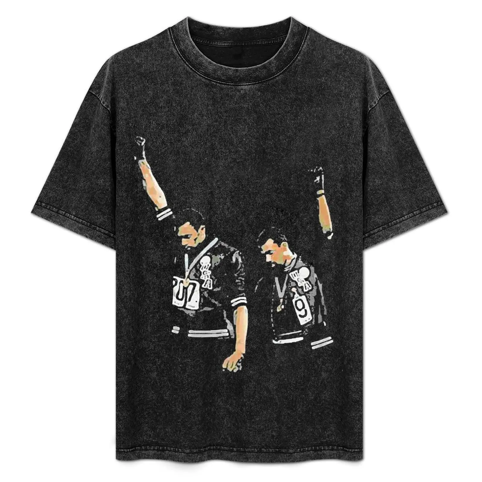 

Tommie-smith-john-carlos-and-the-1968-black-power-salute T-Shirt blacks hippie clothes Luxury man men tshirt