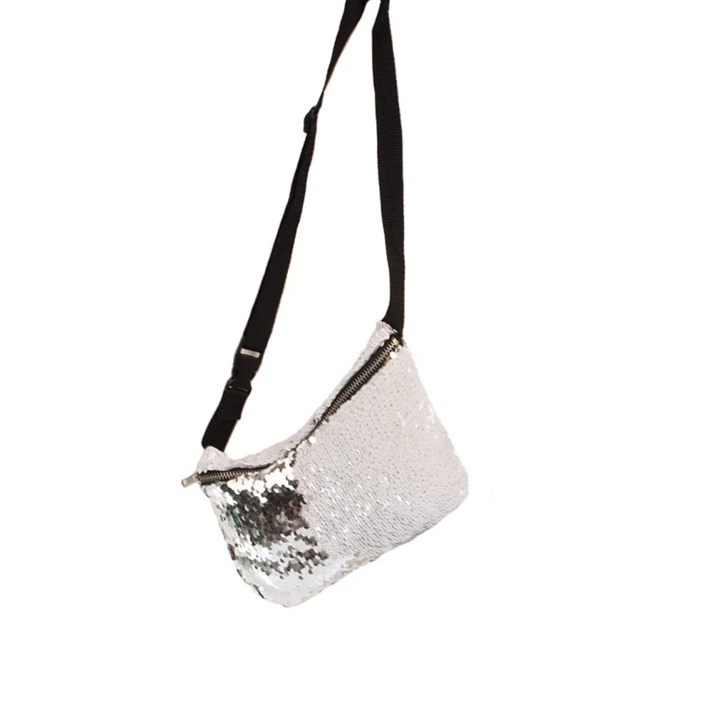 

Glitter Slim Women Waist Bag Fanny Pack Adjustable Band Length Smooth Zippers Proper Capacity Storage Casual Sports Gothic Style