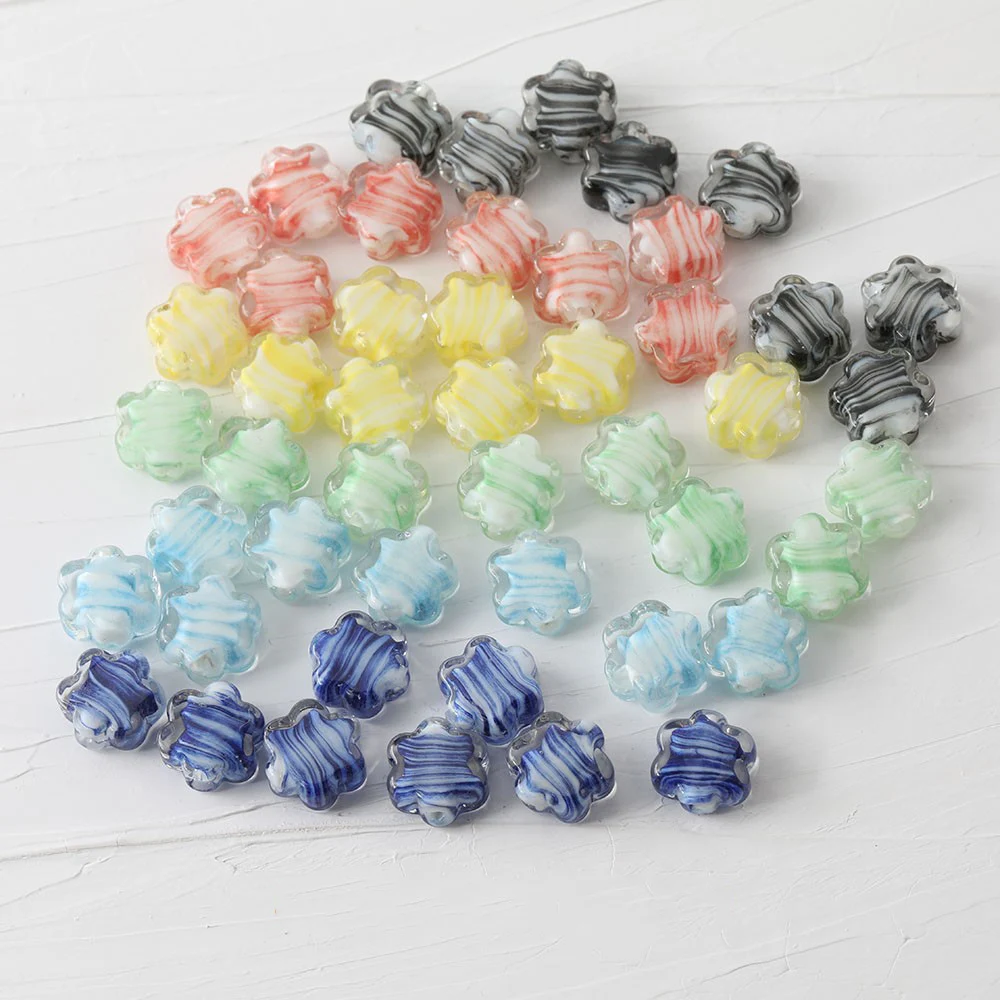 4 Stuks Glazuur Glas Bloemen Diy Rechte Gat Kraal Ketting Armband Diy Maken Benodigdheden Sieraden Materiaal Accessoires