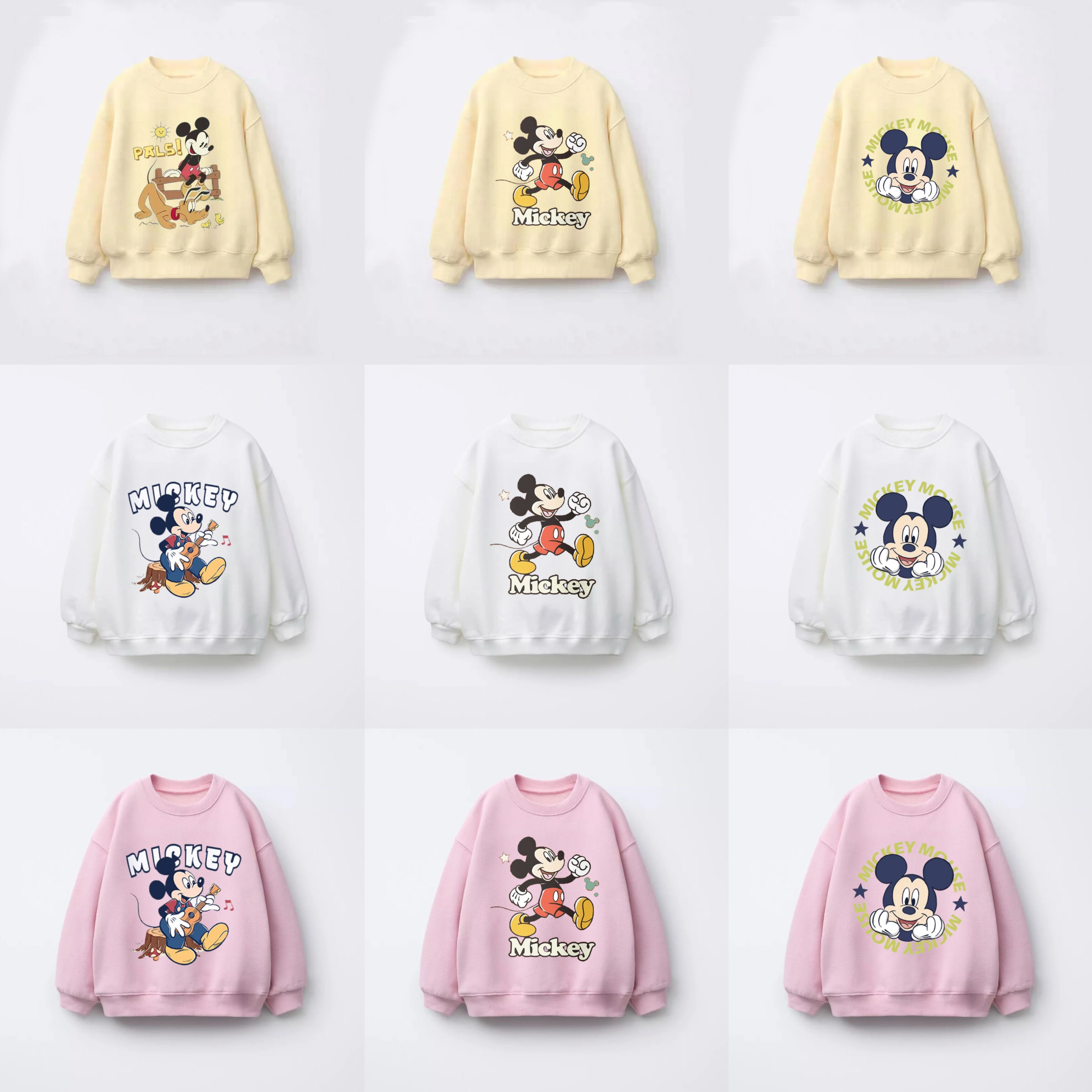 

Cartoon Tops For Boys And Girls 2025 Spring Autumn Wear Casual Fashion Long Sleeve Mickey Mouse Print Sweatshirts Outer Wear