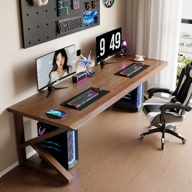 

Solid wood large board e-sports table double computer table desktop bedroom household double long desk desk writing desk