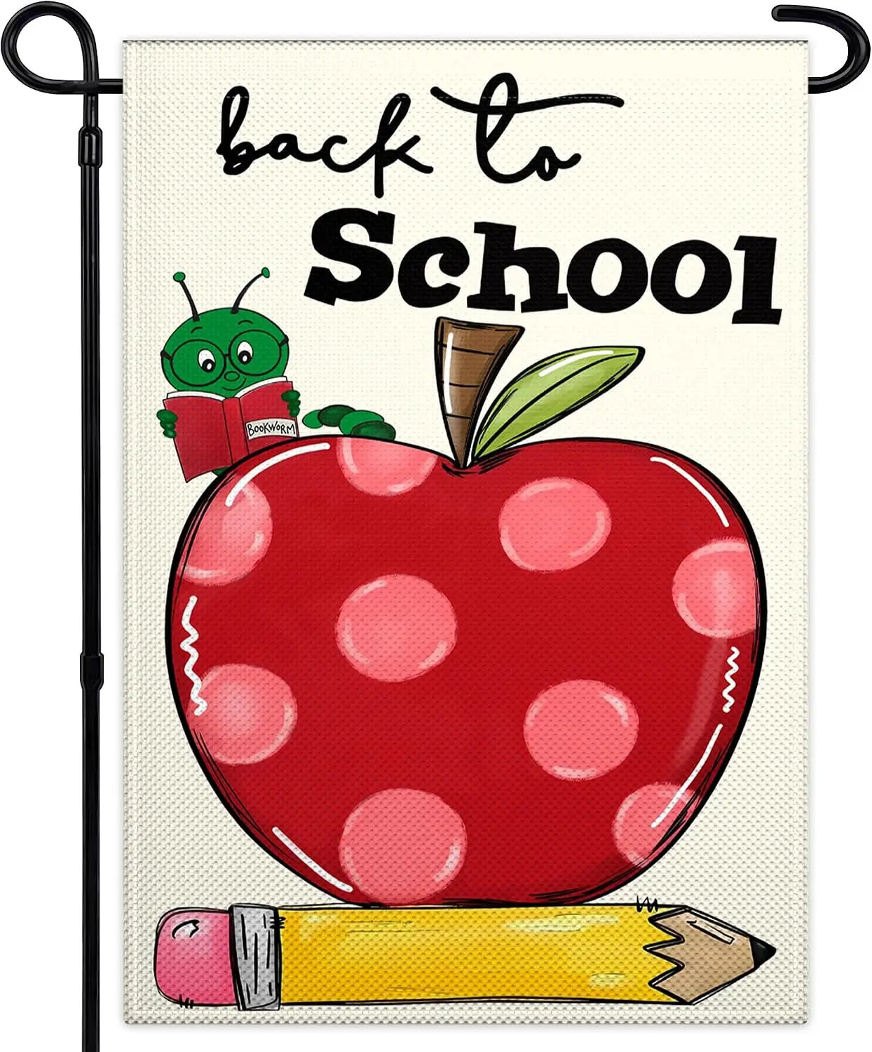 Welcome Back to School Garden Flag 12x18 Inch 3ply Double Sided Love Heart Apple School First Day Garden Flags for Outside H llp