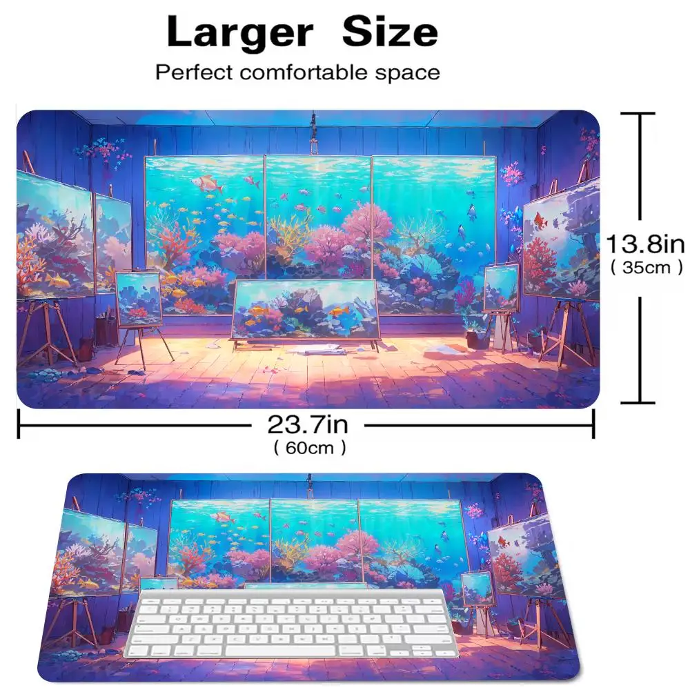 Alas Mouse Kucing dan Gadis untuk Aksesori Gaming Windowsill untuk Kabinet Komputer Gamer, Meja Komputer, Keyboard, Alas Mouse Gaming