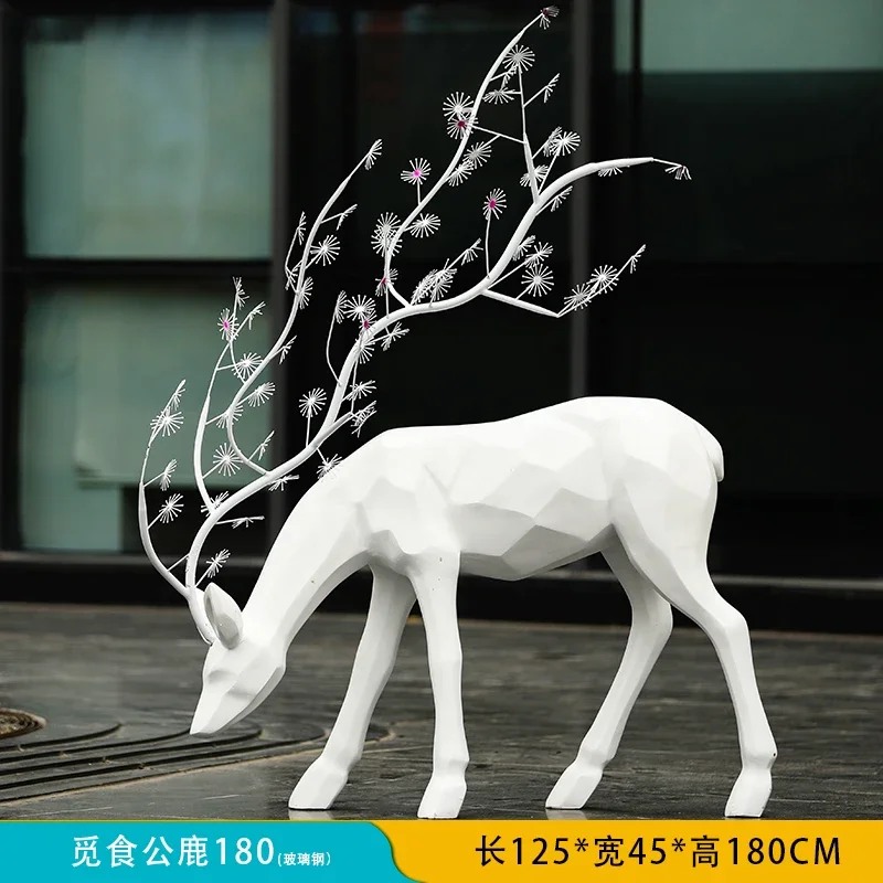 Outdoor abstract  fiberglass sika deer sculpture landscape