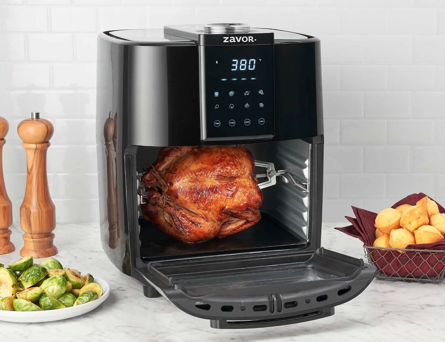 Air Fryer Dehydrator Combo with Rotisserie, Toaster Oven, Grill, Roaster & Convection Oven Functions, 12 Qt Large Capacity, 8 Pr