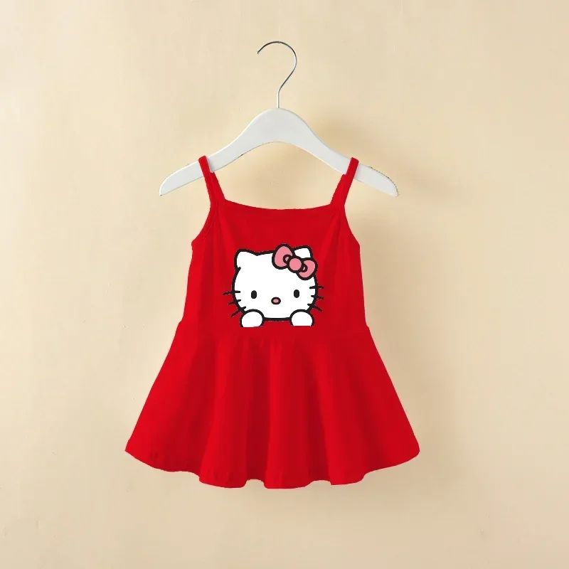 

Sanrio Kawaii Hello Kitty Children's Suspender Skirts Anime Cartoon Exquisite Skin Friendly Summer Cooling Girl Princess Dress