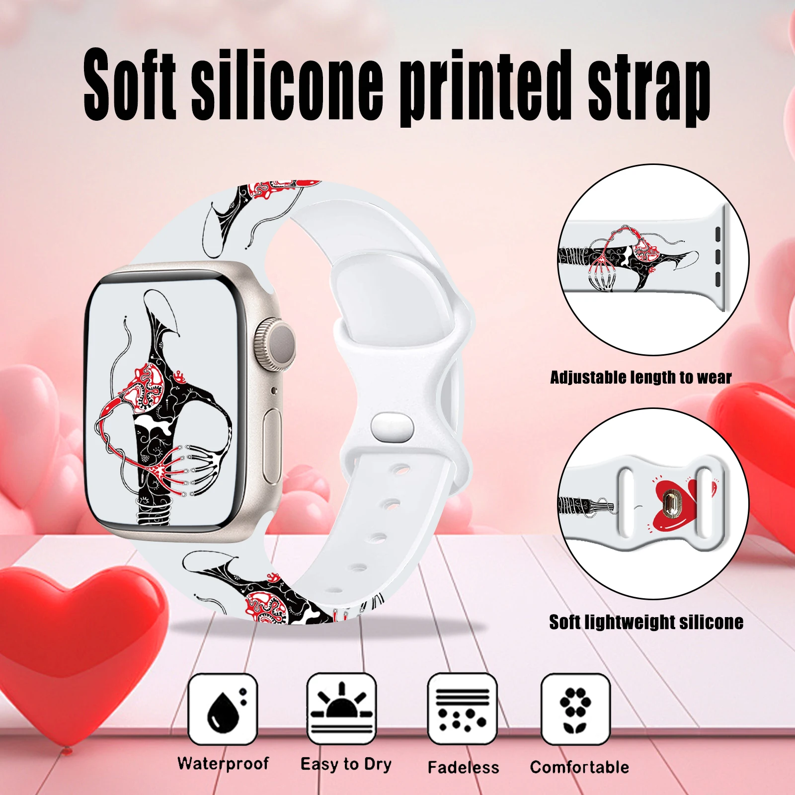 Artistic Creativity Pri nted Strap for Apple Watch 10 9 8 7 Silicone Band Replaceable Bracelet for iWatch 38mm 40mm 41mm 42mm
