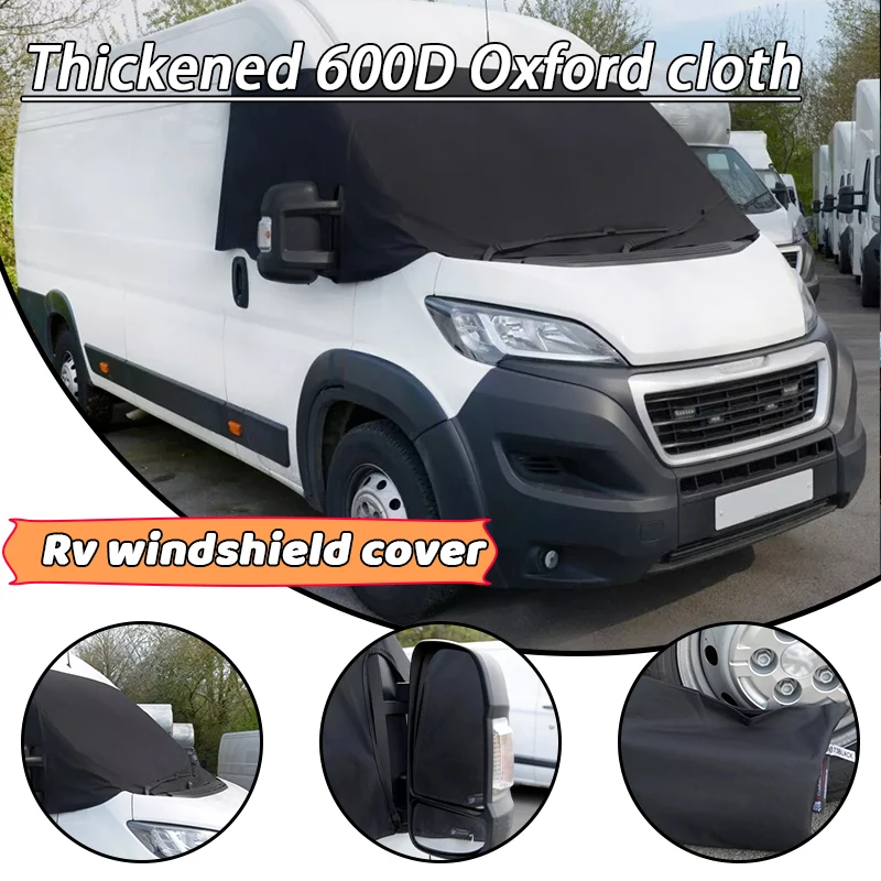 Adecuado para Fiat DUCATO Peugeot BOXER Citroen RELAY RV cubierta de parabrisas gruesa 600D tela Oxford RV cubierta de escarcha parasol