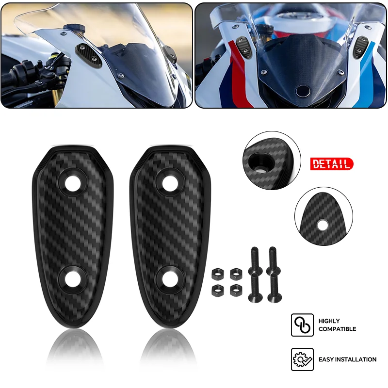 

2026 s1000rr Rear Mirror Cover For S1000RR M1000RR Motorcycle Windshield Carbon Fiber Mirror Hole Cap Protection