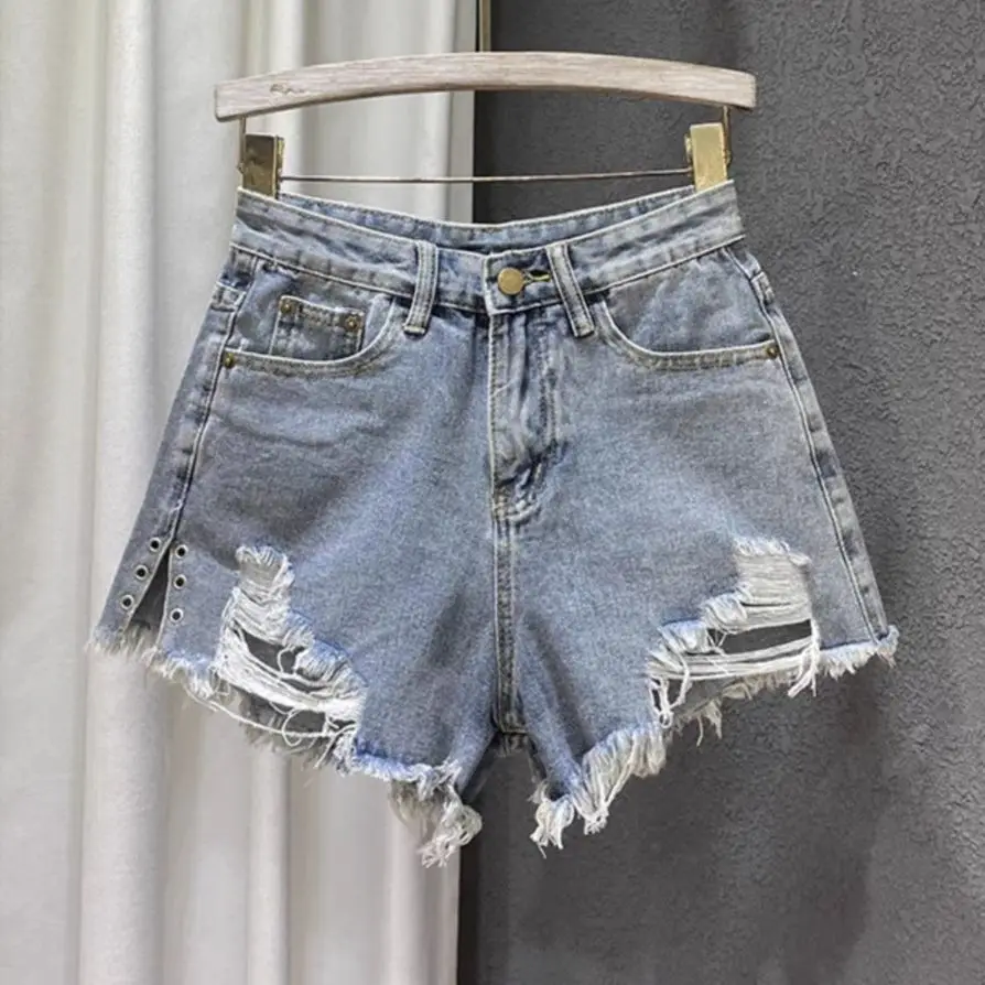 Girls' Denim Shorts Summer Outfit New Korean Version Casual Versatile Elastic Waist Pants Fashionable