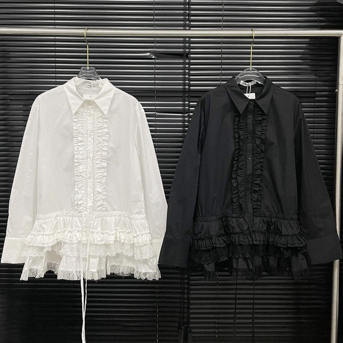 

2025 early spring lace lace skirt shirt women heavy design sense of girly style fashion shirt