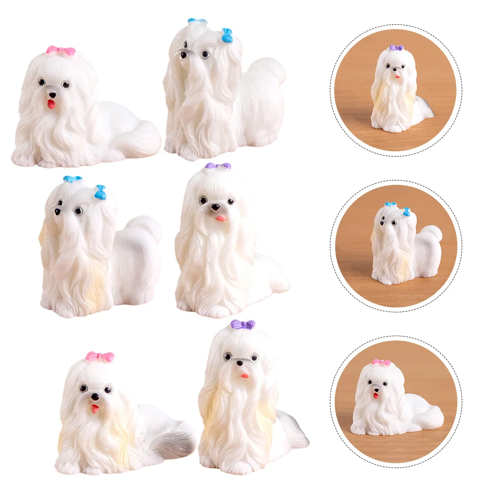 

6Pcs Miniature Dog Puppy Figures Realistic Resin Animals Micro Landscape Decoration Garden Home Office Ornament