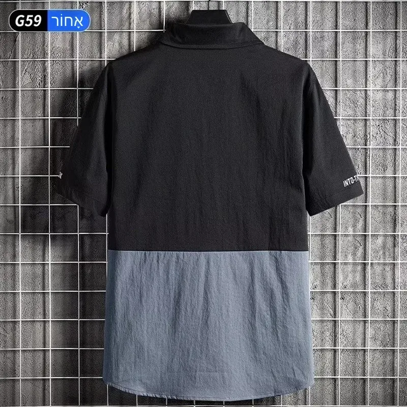 Men's Summer Thin Casual Ice Silk Half-length Short-sleeved Shirt Lightweight Durable Workwear Jacket for Daily Wear