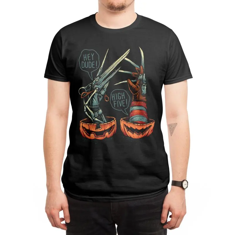 Treak or Treat or Cut. Halloween Pumpkin Scissors and Knives T Shirt. Short Sleeve 100% Cotton Casual T-shirts Loose Top S-3XL