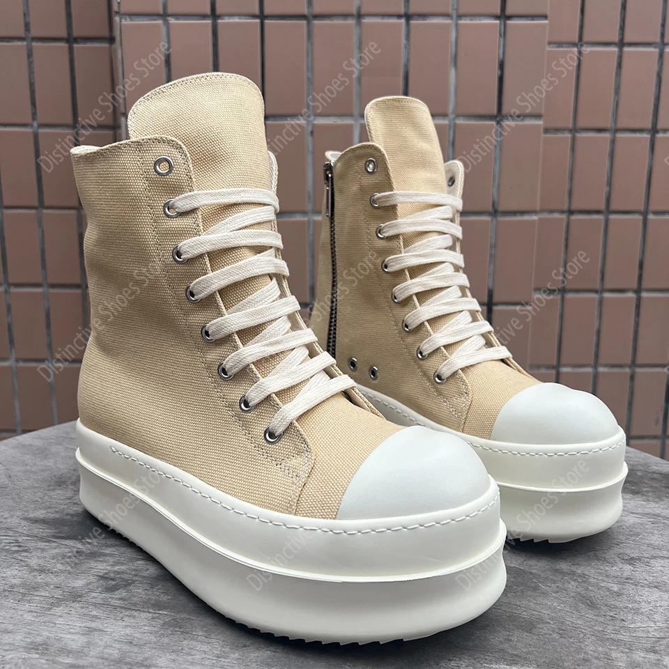 

Brand Men Shoes Design Original High Top Ankle Boots Embroidery Canvas Shoes Women Thick Sole Lace Up Women Flats Luxury Sneaker