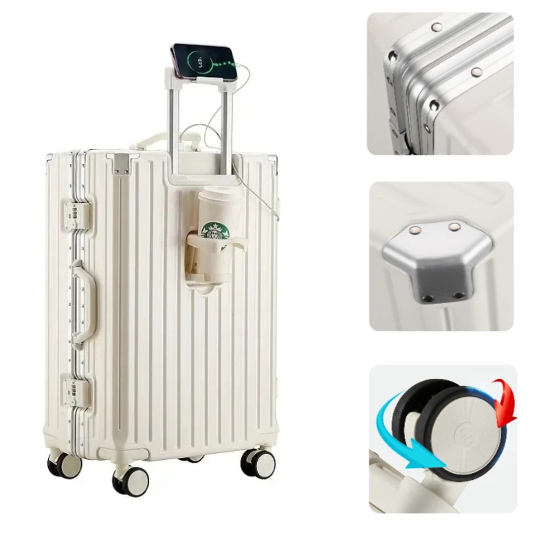 حقيبة أمتعة جديدة متعددة الوظائف مع إطار ألومنيوم لشحن USB + حقيبة سفر ABS كابينة حامل للذكور والإناث 28/30 بوصة