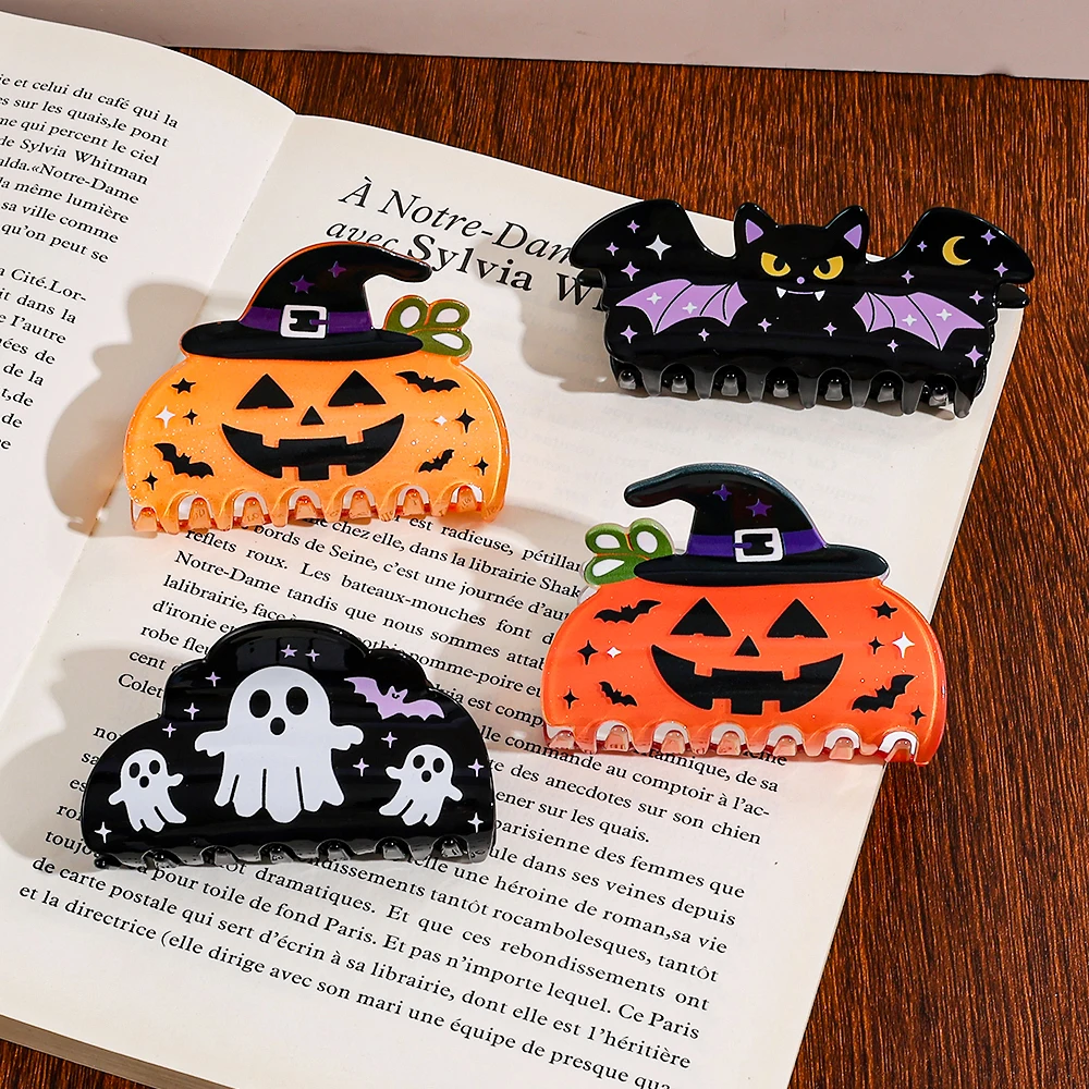 Creative Personalized Pumpkin Bat Halloween Series Hair Clips for Cool Party Girls Hair Accessories and Bows Halloween Gifts