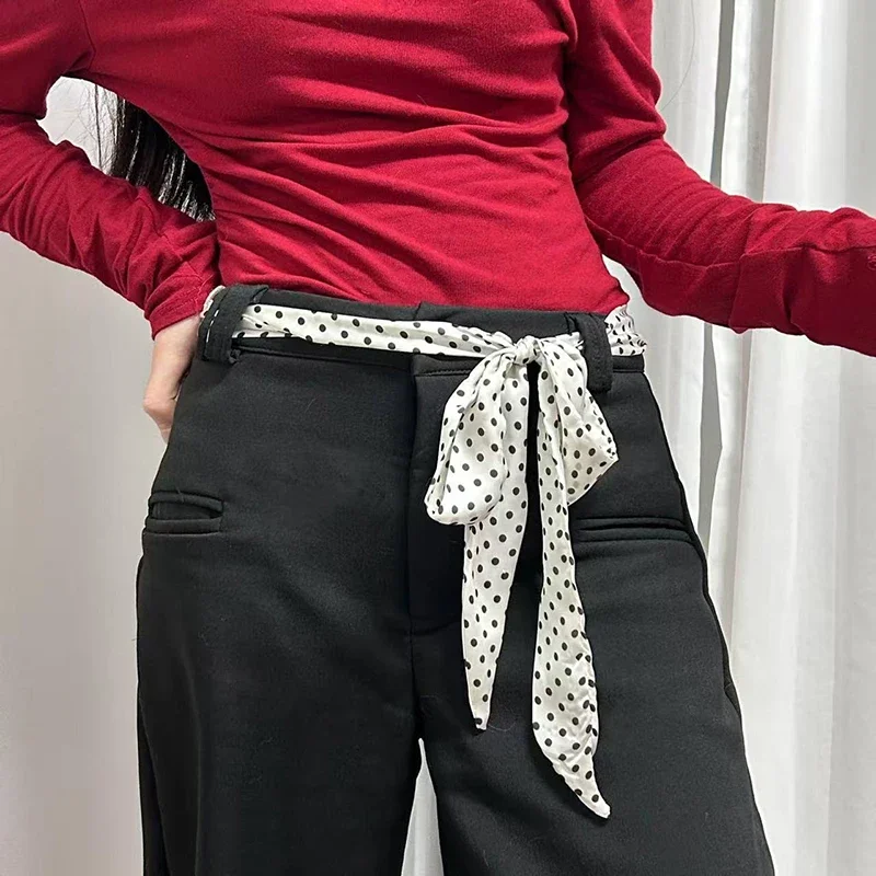 200 سنتيمتر نقطة نمط طويل المرأة وشاح موضة الإناث حزام نحيل رئيس الأوشحة لسيدة وشاح حريري التعادل حقيبة أشرطة الرقبة منديل #4