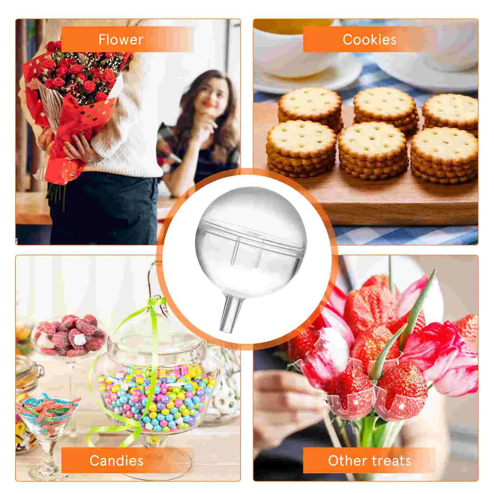 80 Pcs Chocolate Bouquet Cake Holder Stand Cups Wrapper Packing Box Flower Candy Acrylic Truffle Bride Balls Clear