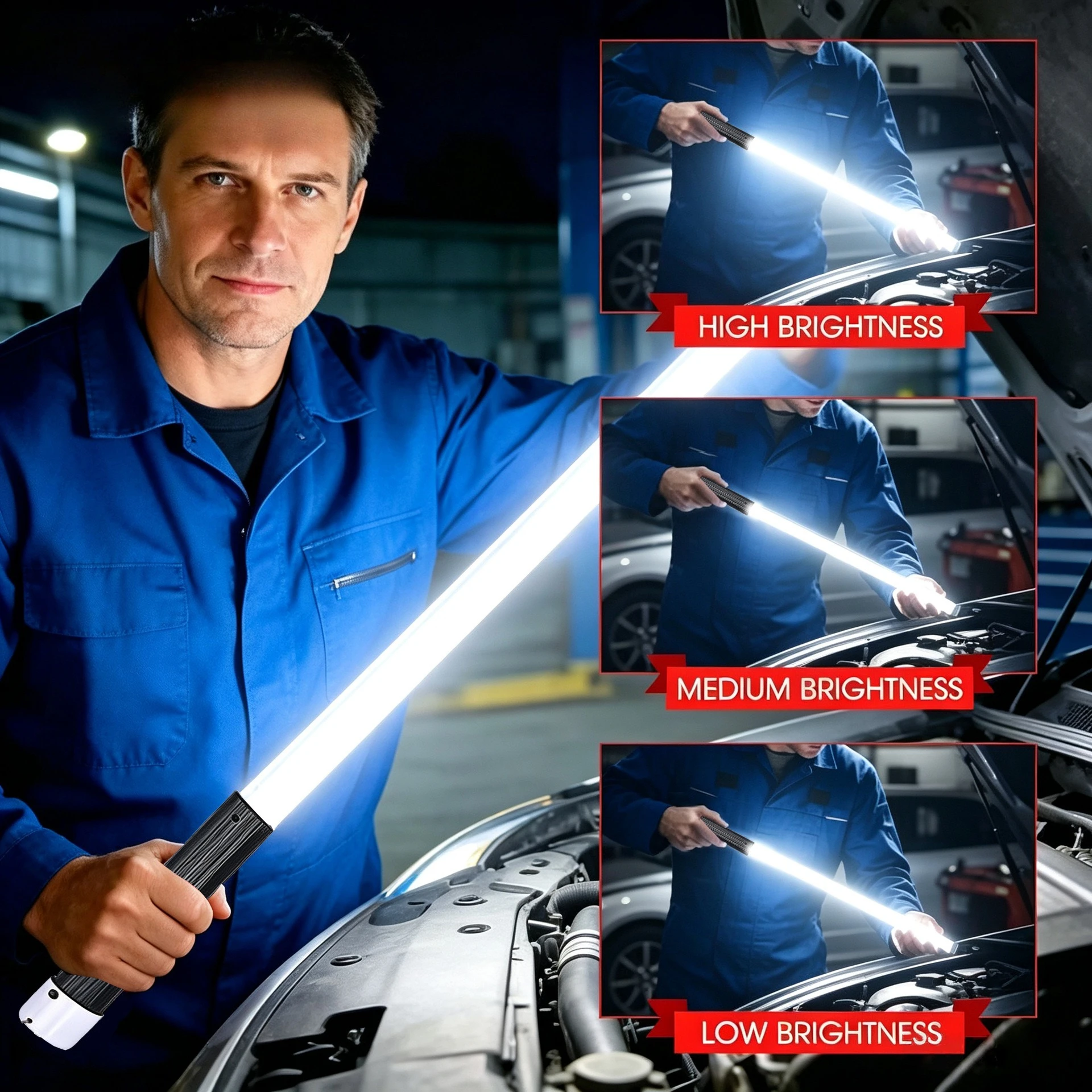 LED Maintenance Lamp Flexible Bendable LED Light Strip Multi Functional Flashlight Stick Work Light Tool Portable for Car Repair