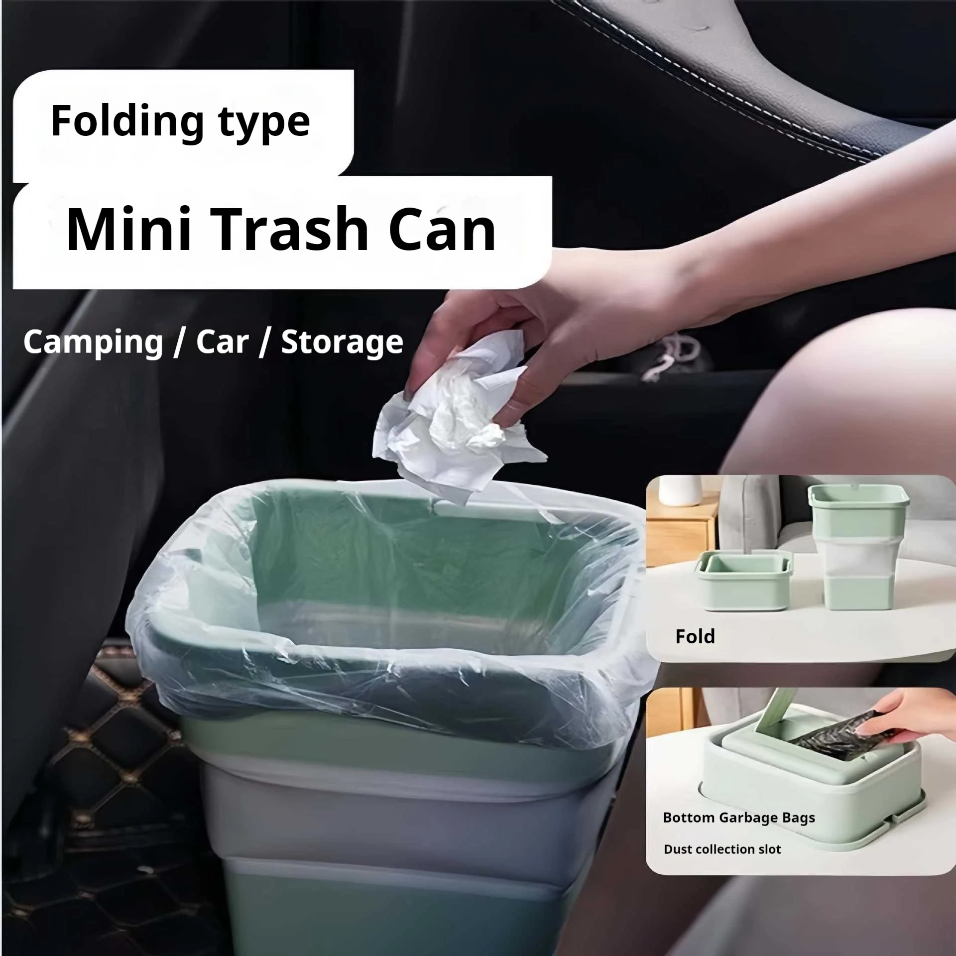 

Collapsible Car Trash Can Portable Mini Dry Wet Dual Use Garbage Bin With Built In Bag Storage Slot For Car Home Dorm Camping
