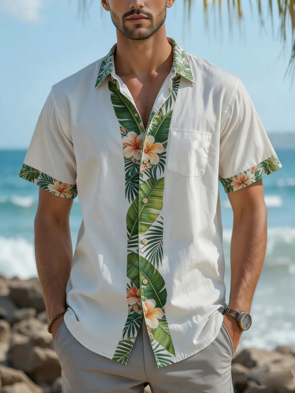 

Men's New Ethnic Totem Natural Pattern 3D Printed Linen Casual Shirt Hawaiian Outdoor Activity Short-sleeved Clothing Men Foryou