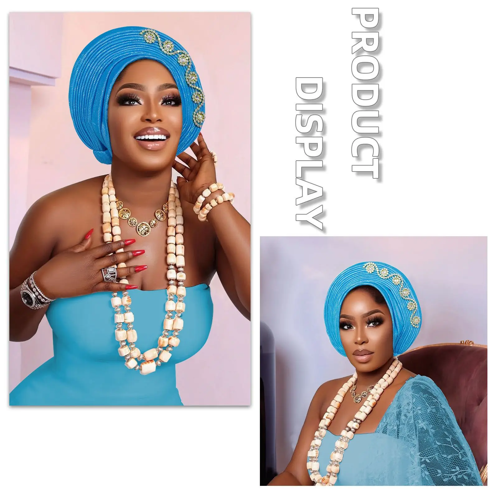 

Последний головной убор Aso Oke Auto Gele уже африканская кепка ручной работы, нигерийская свадебная геле, женская коса, тюрбан, повязка на голову, хиджаб, шляпа, шарф