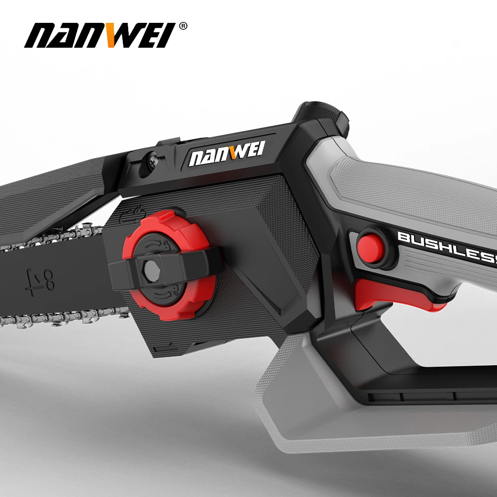 NANWEI Juego de herramientas eléctricas de alta velocidad Motos sin escobillas de 6 y 8 pulgadas Sierra de cadena con batería de litio para corte de madera