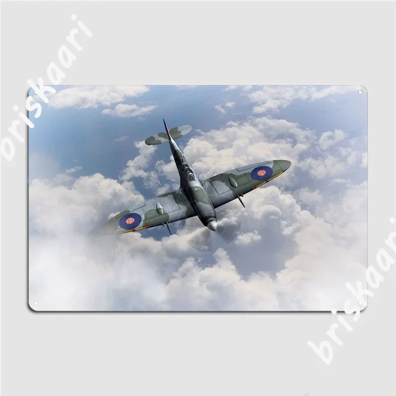 Royal Air Force Spitfire In The Clouds Metal Sign Club Design Home Painting Décor Tin Sign Posters