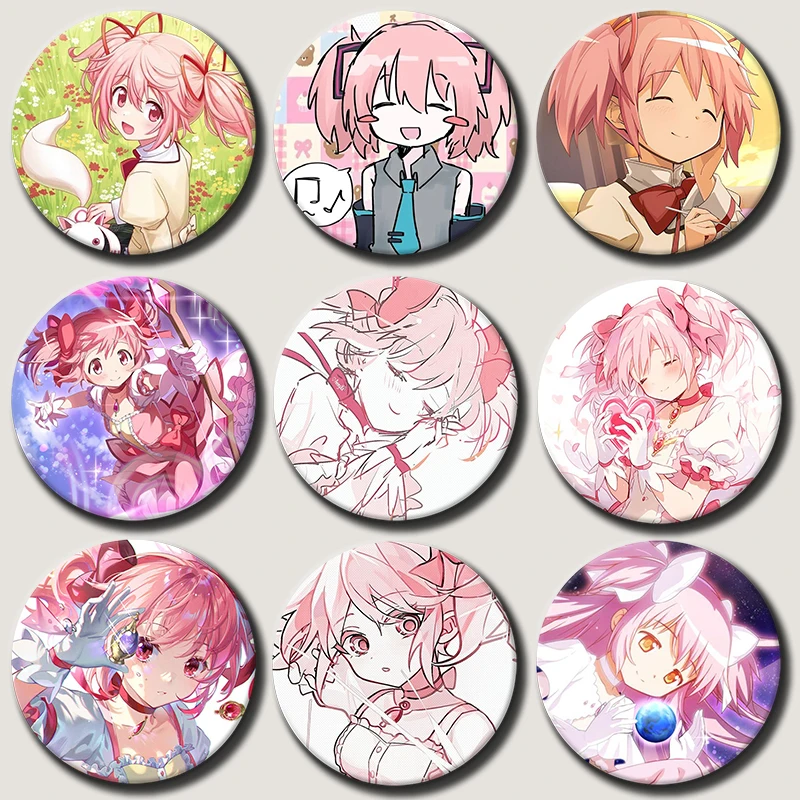 Anime Character Madoka Kaname Button Pin Cartoon Role Madoka Kaname Brooch Creative Badge for Backpack Clothes Decoration Gift