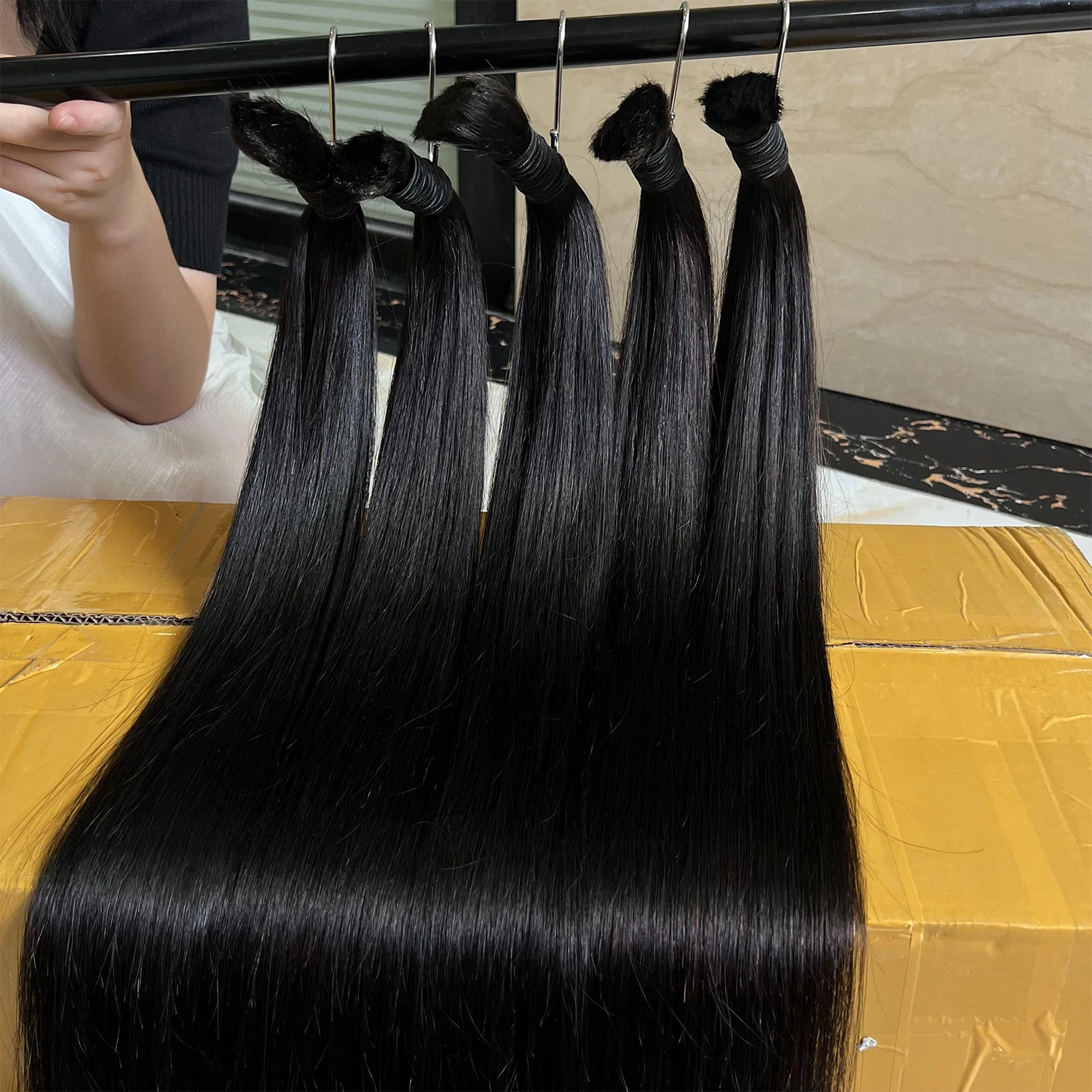 SWANEE Human Braiding Hair 100g Straight Human Hair Bulk for Braiding Straight Bulk No Weft Human Hair Extensions Natural Black