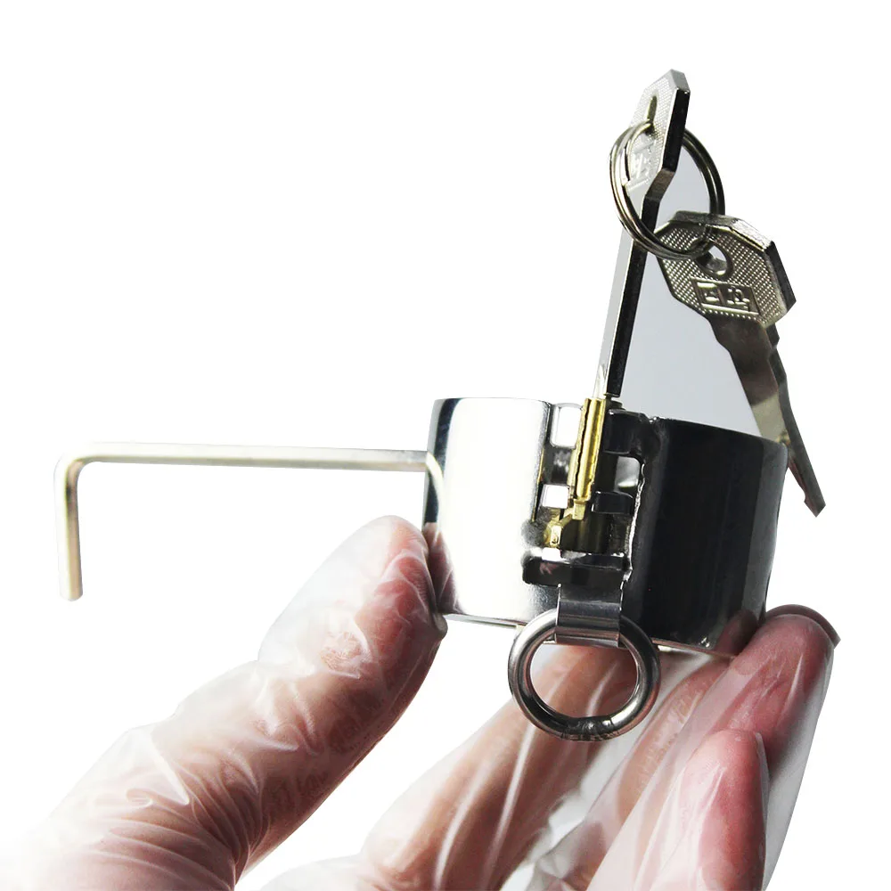 Camilla de bolas de acero inoxidable, dispositivo de jaula de restricción de castidad, anillo Bloqueable, colgante de escroto, retraso de eyaculación, juguete sexual