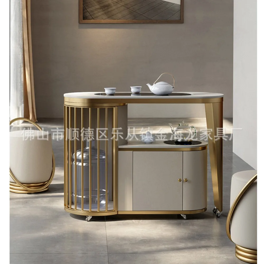 

Italian rock slab tea table office automatic water tea set creativity