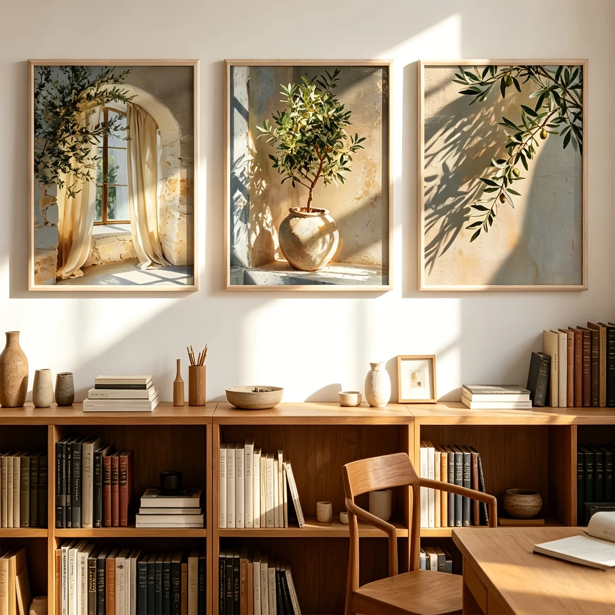 3pcs frameless Canvas Painting 3pcs/Set Retro Rustic Cottage Plant Floral Poster Unframed Vintage Olive Branch Olive Leaf Canvas