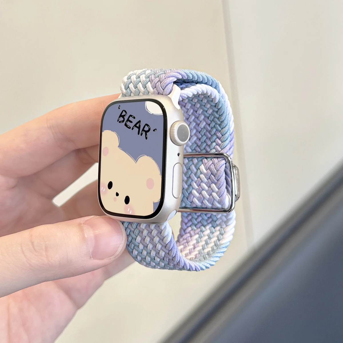 Magnetisch gevlochten solo-lusband voor Apple Watch-serie 10/11 42 46 mm 41 45 mm 9 8 7 6 5 4 SE-band voor iwatch 42 mm nylon armband