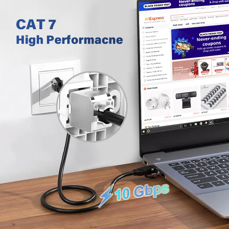 나탈링크 Cat6a/Cat7 STP RJ45 키스톤 잭 툴리스 아연 합금 모듈 실드 이더넷 커플러 어댑터 10GB 월 플레이트용