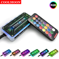 COOLMOON ARGB Remote Controller 12V 5A 6Pin ARGB Cooling Fan Intelligent Controller for PC Computer Case Chassis Fan Hub