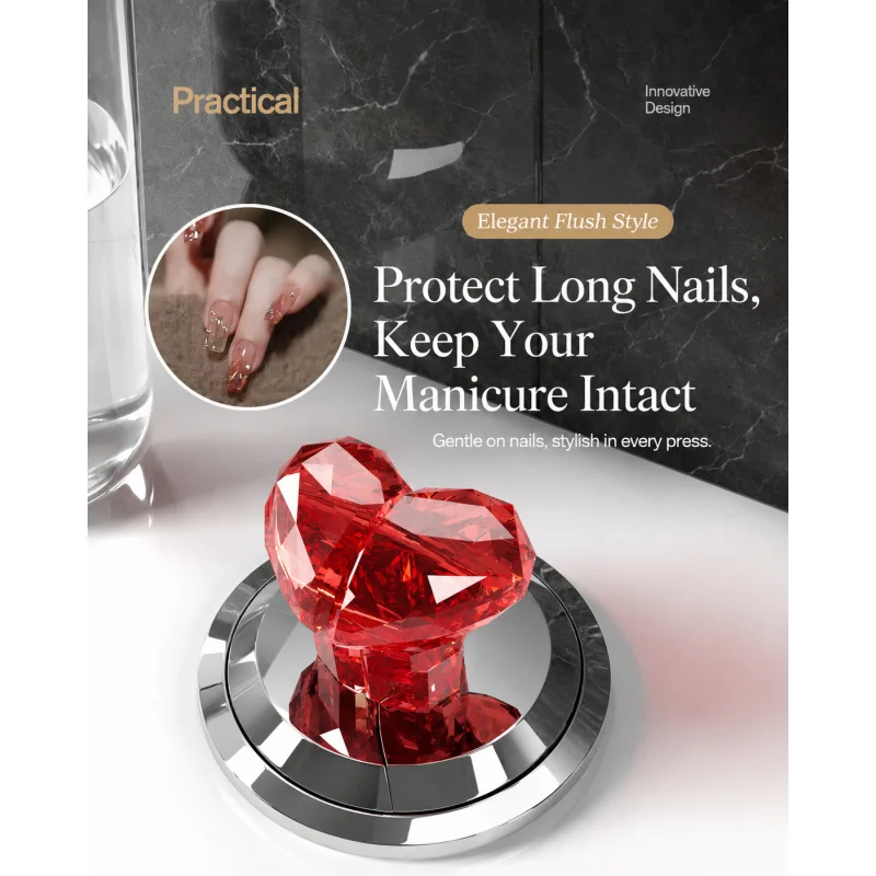 Heart Toilet Flush Button Helper Long Nails Friendly Push Assistant Drawer Knob Lid Lifter for Bathroom