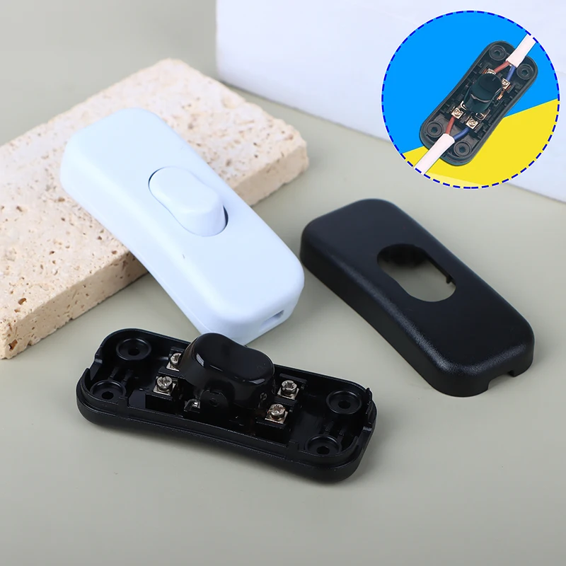 1Pc Light Switch AC 250V ON/OFF Table Desk Lamp Cord Toggle Rocker Switches Control For LED Lights Wiring Electric Switch