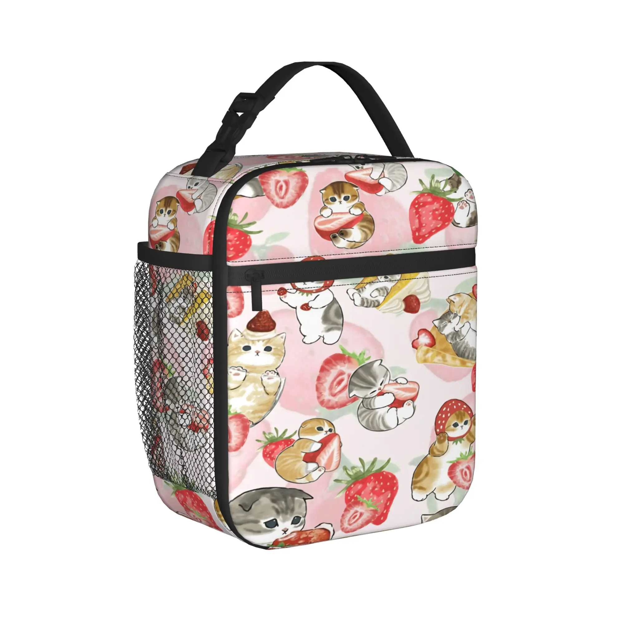Sharks and kittens Lunch Bag For Girls  Print Lunch Box Fun School Cooler Bag Portable Waterproof Thermal Tote Handbags