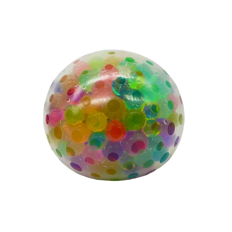 1 PC 6cm TPR Rainbow Bead Pressure Reducing Ball Squishy Fidget Toys Funny Stress Reliever Reduce Pressure Prop