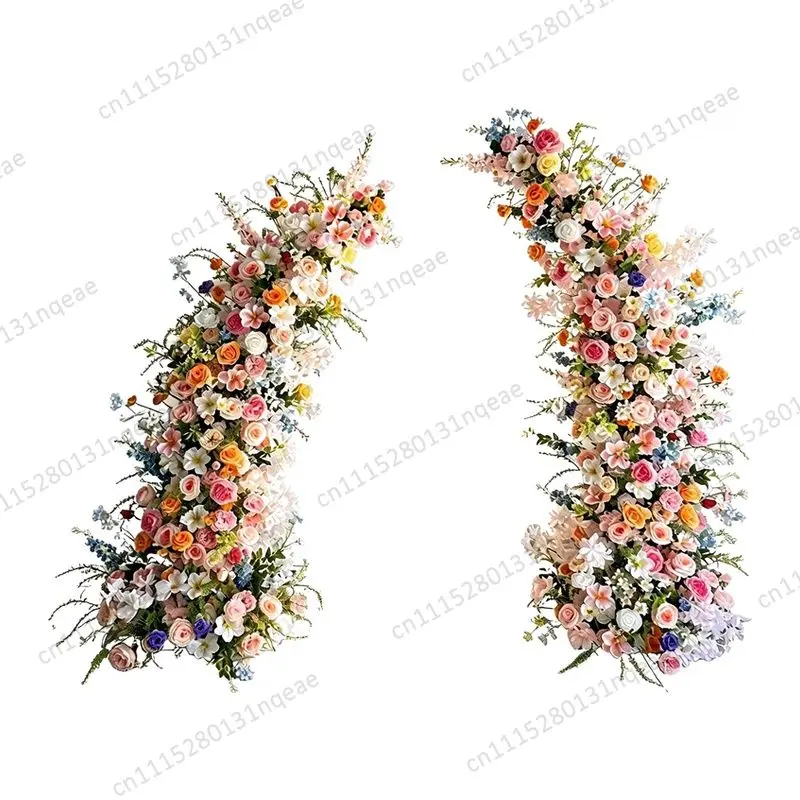 Wedding Horn-shaped Flower Arch Simulated Flower Ceremony Party Decoration Multi-color Foldable
