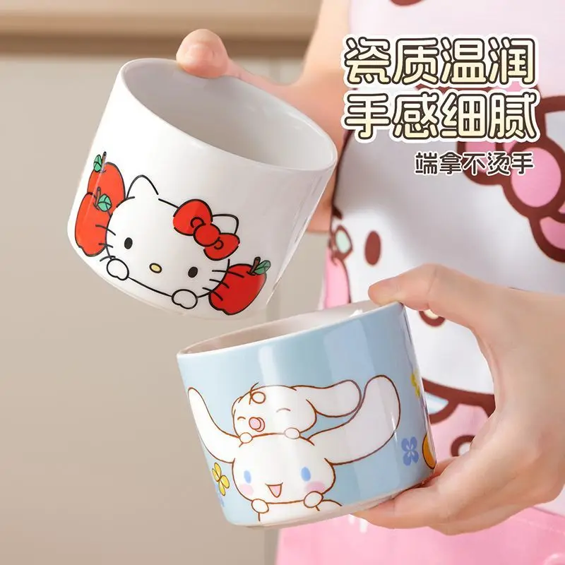 مرحبا كيتي كورومي سينامورول لطيف الكرتون وعاء وعاء الأرز المنزلية أدوات المائدة الإفطار دقيق الشوفان الفاكهة طبق للسلطة بالجملة #2