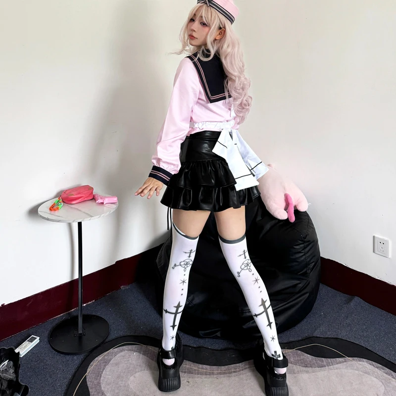Japão role play lolita doce veludo kawaii meias femininas bonito meias brancas sobre o joelho anime cosplay para loli menina macia