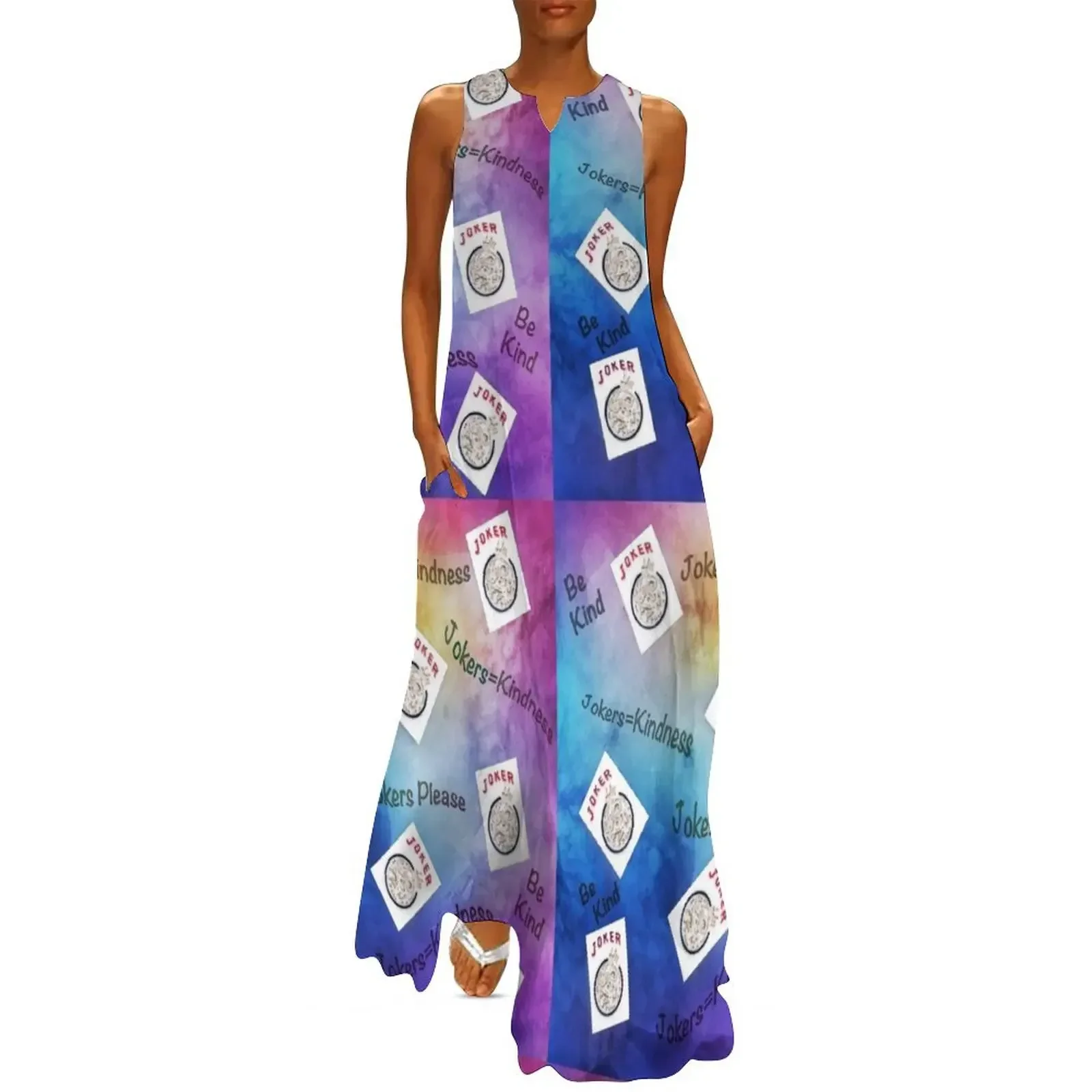 

Jokers Watercolor Mah Jongg-Version 16 Long Dress Women's long dress Dress