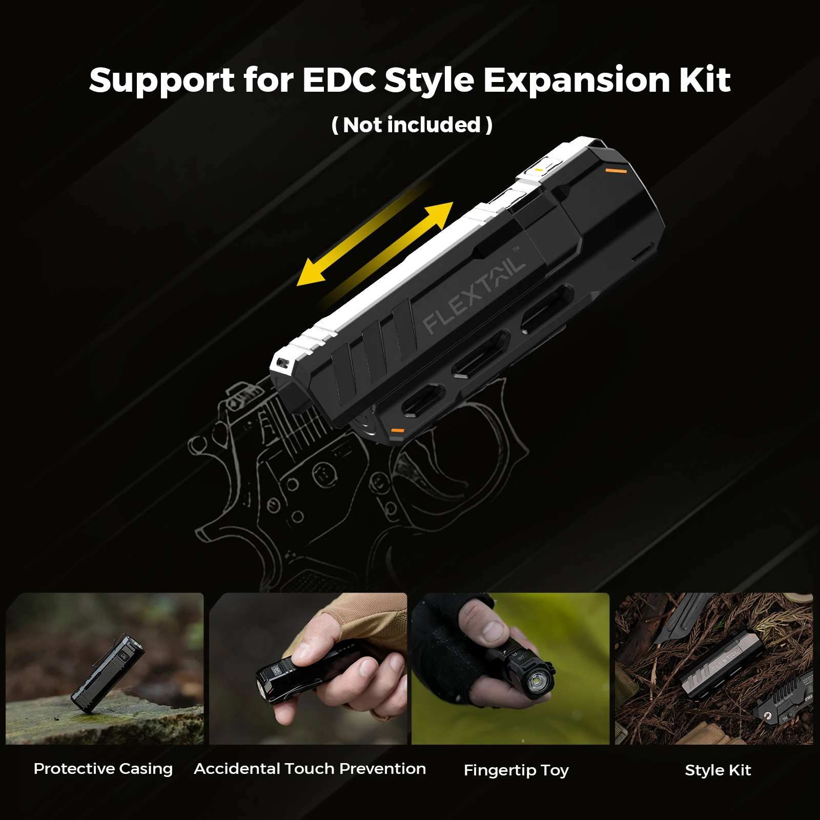 FLEXTAIL ZERO FLASHLIGHT - EDCケース付き戦術懐中電灯、最大1200