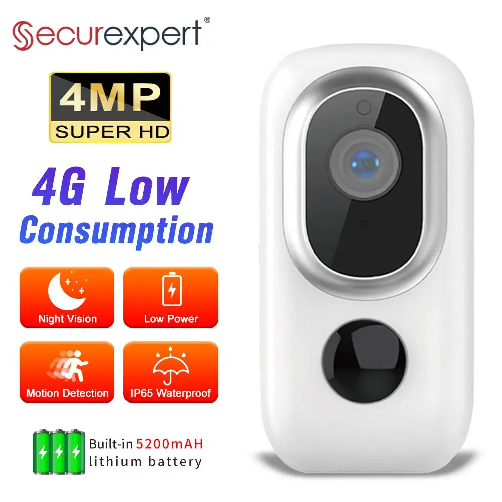 

1080P HD 4G SIM Card IP Camera 3W 5200mAH Battery PIR Detection Outdoor Home Smart Night Vision Two-Way Audio CCTV Cam Ubox App