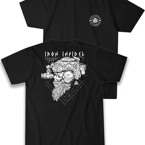 Til valhalla camisa americana barba guerreiro tático crânio t camisa novo 100% algodão manga curta o-pescoço camiseta casual masculino topo 8 principais vendas caveira com barba - №1