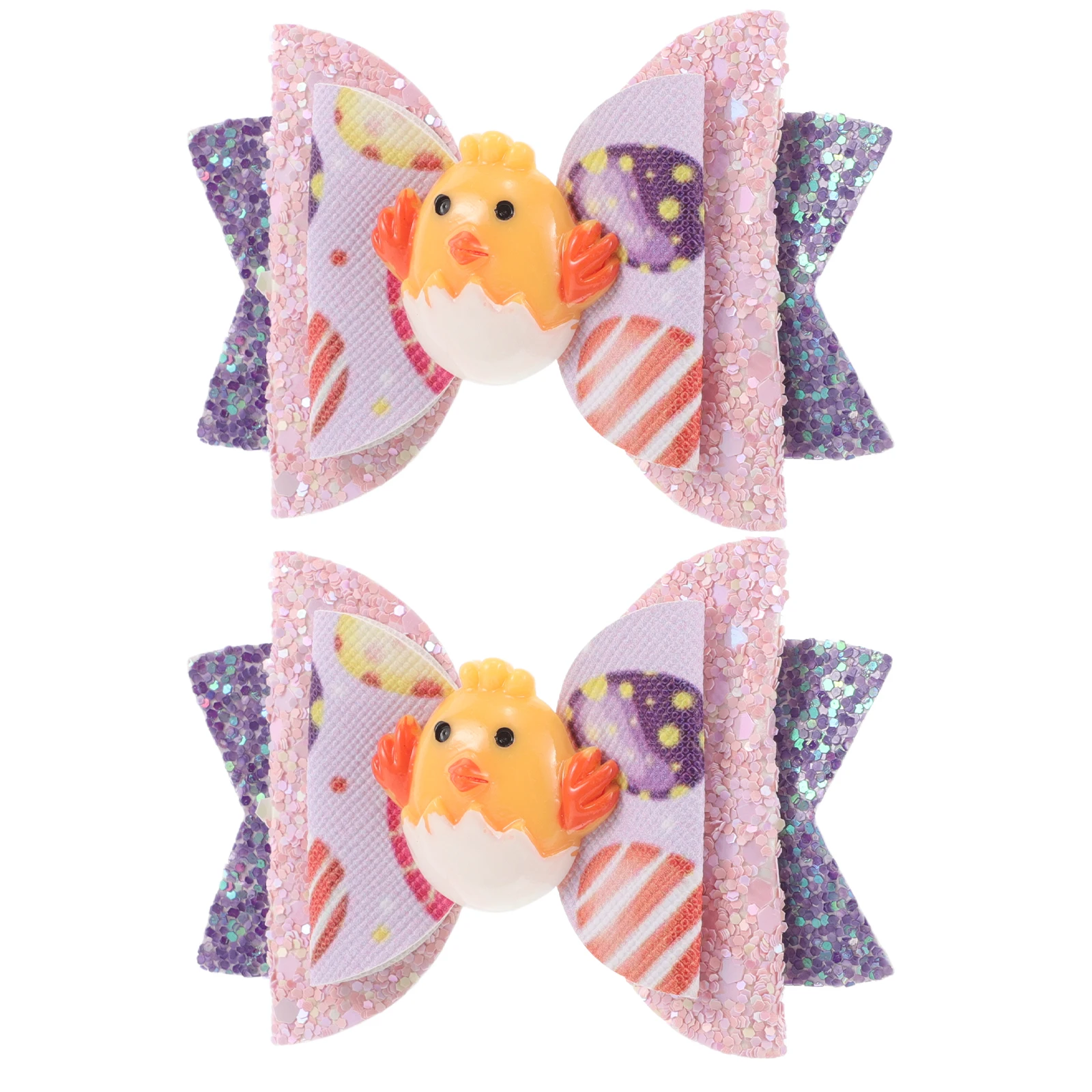 

2 Pcs Bow Hairpin Easter Chick Hair Clips Kids Party Accessories Bunny Hairpins Grosgrain Ribbon Barrettes Safe Durable