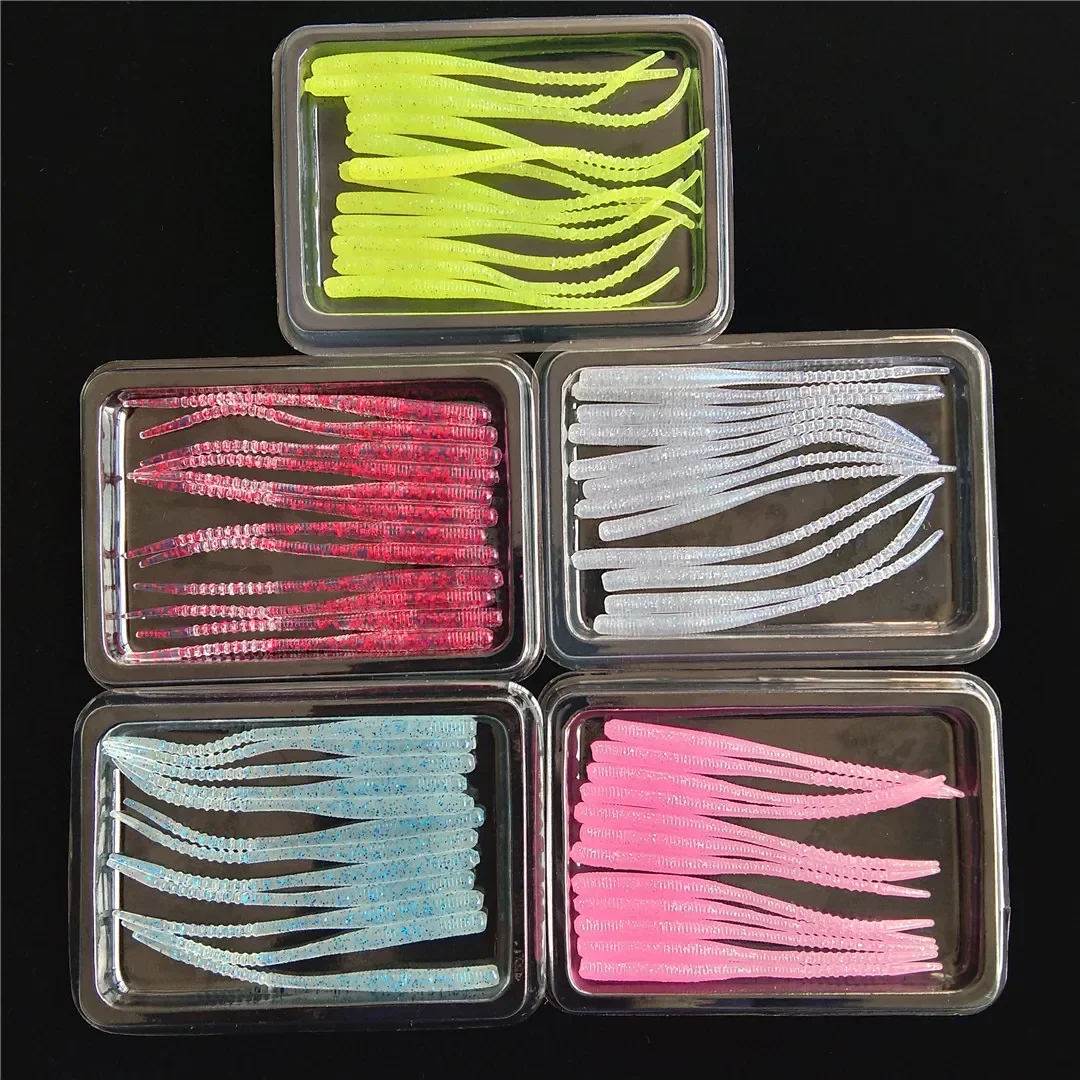 TSURINOYA Fishing Lure 72mm 0.5g UV Material AJING Small Single Tail Needle Tail Soft lure Rockfish Artificial Bait 60pcs